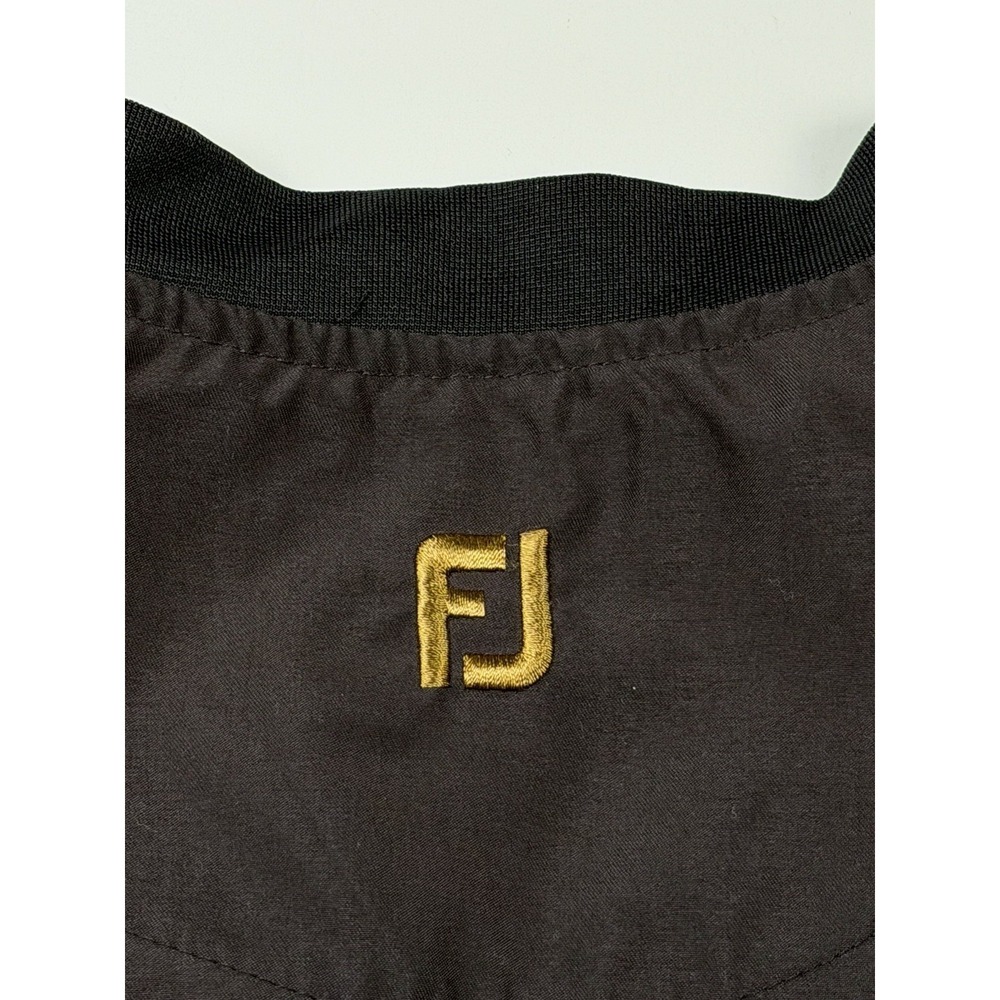 Vintage FJ Footjoy Golf Rain Wind Shirt V Neck Jacket Mens Sz L Black Pockets - Picture 9 of 12